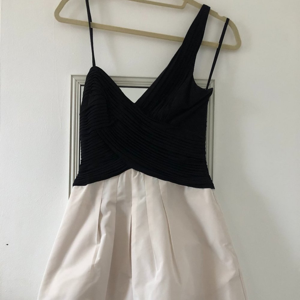 Black and White One-Shouldered Cocktail Dress